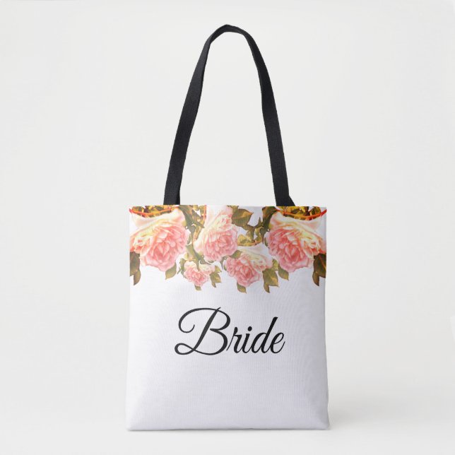 Blushing Ivory Peach Rose Tasche (Vorderseite)