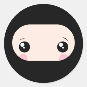 Blushing Kawaii Ninja Runder Aufkleber