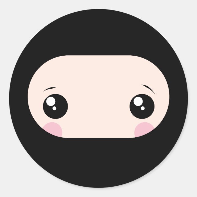 Blushing Kawaii Ninja Runder Aufkleber (Vorderseite)