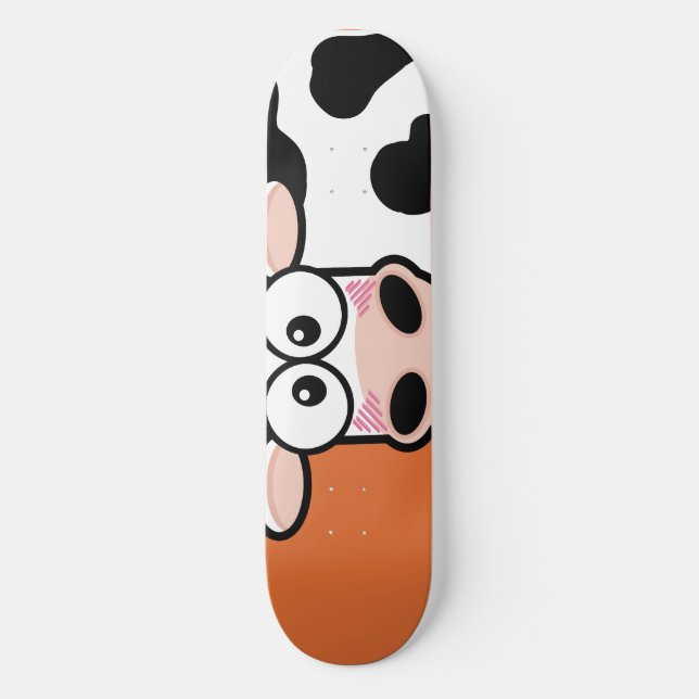 Blushing Kuh auf Orange Skateboard (Vorderseite)