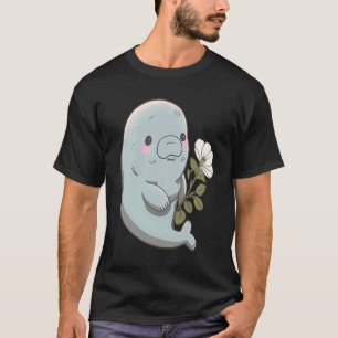 Blushing Manatee Adorable Light Blue Manatee mit T-Shirt