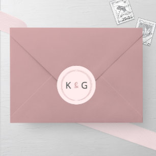 Blushing Oval Monogram Wedding Runder Aufkleber
