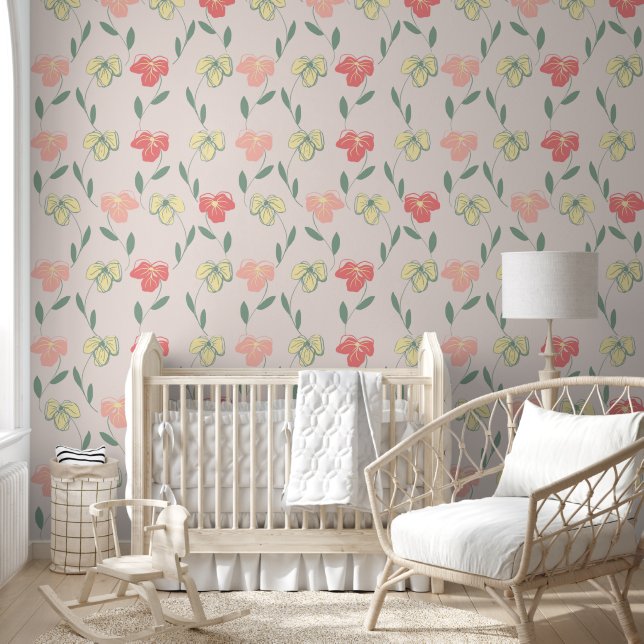 Blushing Pansy Vines Wallpaper Tapete (Kinder)