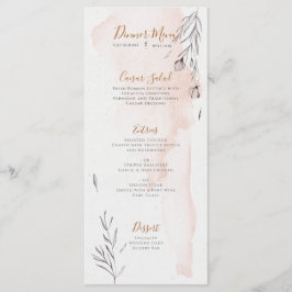 Blushing Peach Gray Watercolor Wedding Menu Menükarte