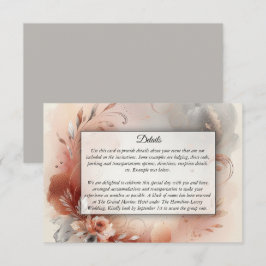 Blushing Petals and Silver Swirls Wedding Begleitkarte