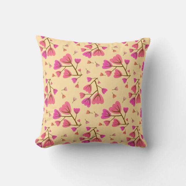 Blushing Petals Floral Throw Pillow Kissen (Vorderseite)