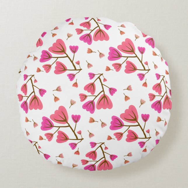 Blushing Petals Round Accent Pillow Rundes Kissen (Vorderseite)