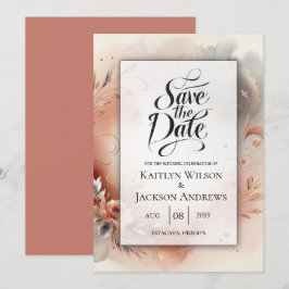 Blushing Petals und Silver Wirbel Hochzeit Save The Date