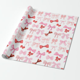 Blushing Pink and Red Bows Wrapping Paper Geschenkpapier