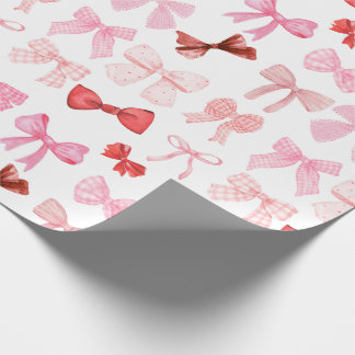 Blushing Pink and Red Bows Wrapping Paper Geschenkpapier