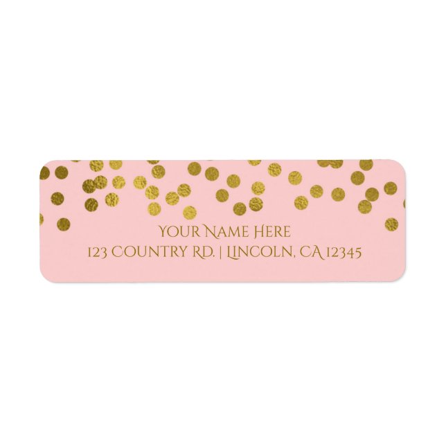 Blushing Pink & Gold Imitate Foil Confetti Dots (Vorne)