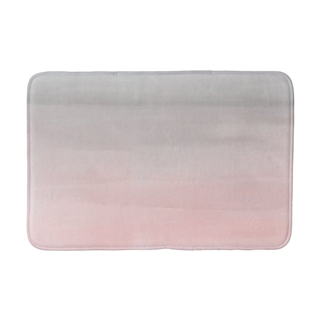 Blushing Pink & Gray Moderne Wasserfarbe Girly Gla Badematte (Vorderseite)