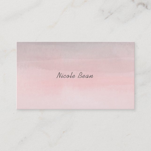 Blushing Pink & Gray Moderne Wasserfarbe Girly Gla Visitenkarte (Vorderseite)