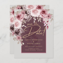 Blushing Pink Maroon Floral Hochzeit SPEICHERN DAS