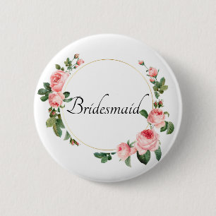 Blushing Pink Rose Bridesmaid Button