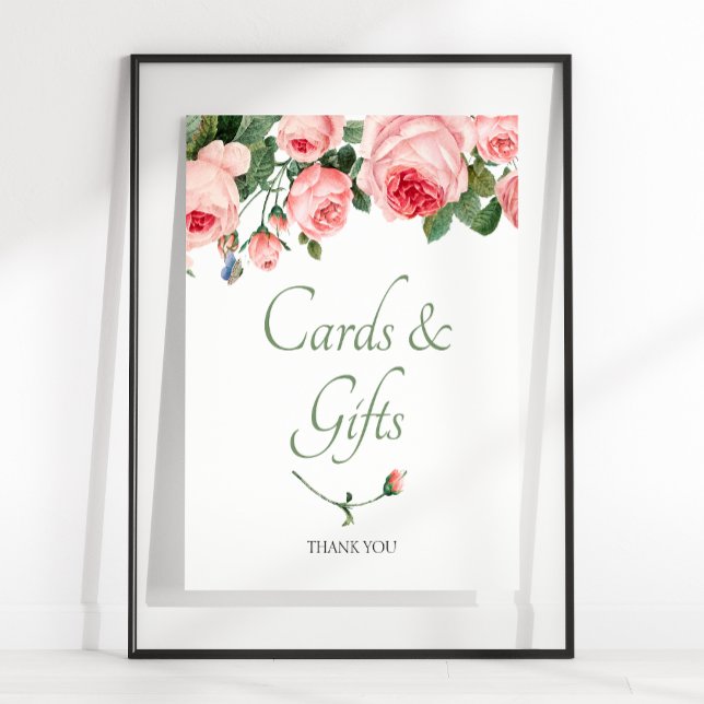 Blushing Pink Rose Floral Card & Geschenke Zeichen Poster (Von Creator hochgeladen)