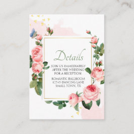 Blushing Pink Rose Floral Elegante Hochzeit Begleitkarte