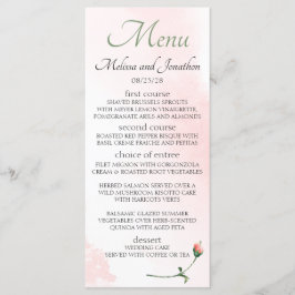 Blushing Pink Rose Floral Elegante Hochzeit Menükarte