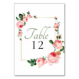 Blushing Pink Rose Floral Elegante Hochzeit Tischnummer