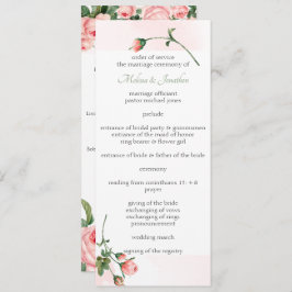Blushing Pink Rose Floral Wedding Program Programm