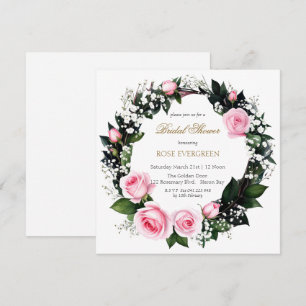 Blushing Romance: Rosa Rosen und Baby's Breathe in Einladung