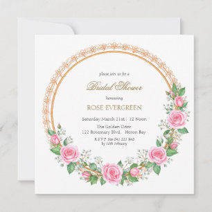 Blushing Romance: Rosa Rosen und Baby's Breathe in Einladung