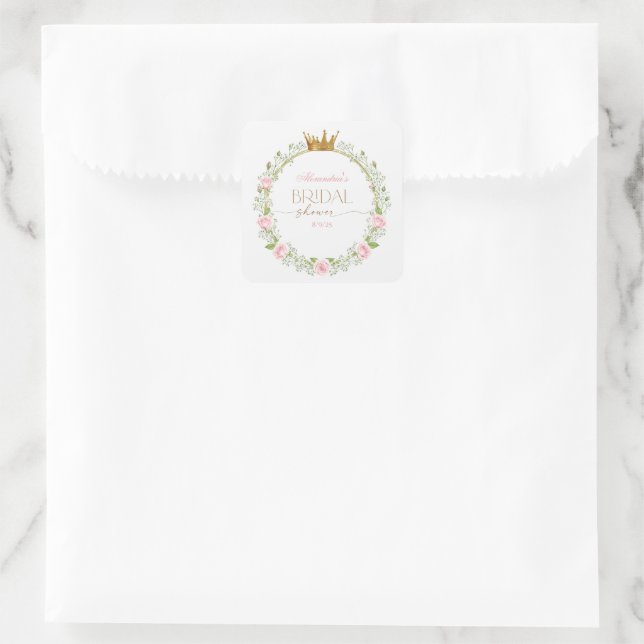 Blushing Romance: Roses & Baby's Breathe Quadratischer Aufkleber (Tasche)