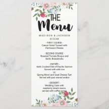 Blushing Rose Watercolor Floral Wedding Menu