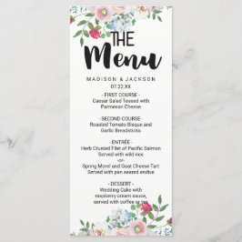 Blushing Rose Watercolor Floral Wedding Menu Menükarte