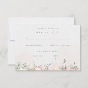 Blushing Rose Wedding 2 Meal Choice UAWG RSVP Karte