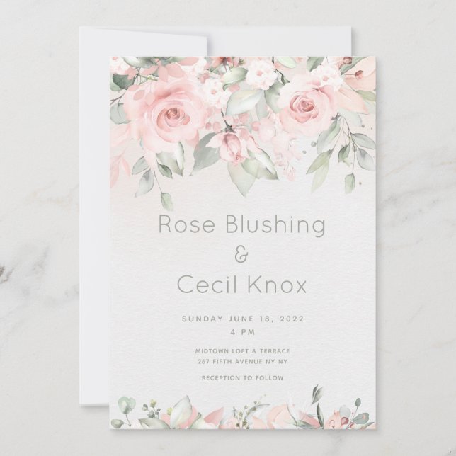 Blushing Rose Wedding Invitation Suite Einladung (Vorderseite)