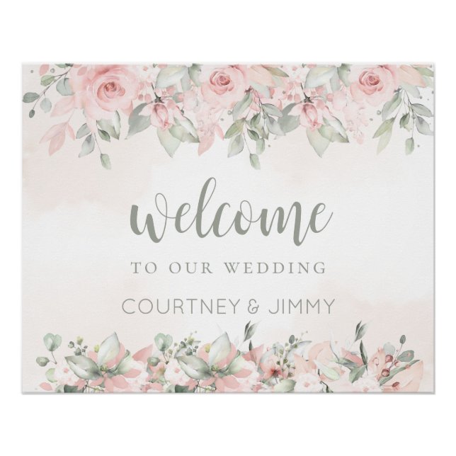 Blushing Rose Willkommen bei unserer Hochzeit Poster (Vorderseite)