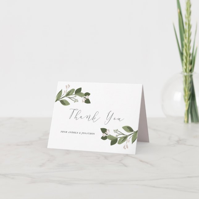Blushing Sprigs Danke Note Card (Vorderseite)