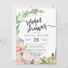 Blushing Summer Floral Bridal Dusche Einladung