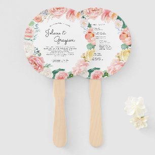 Blushing Summer Floral Hochzeitsprogramm Hand Fa Fächer