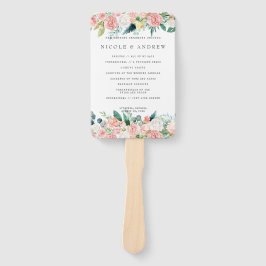 Blushing Summer Floral Wedding Programm Hand Fächer
