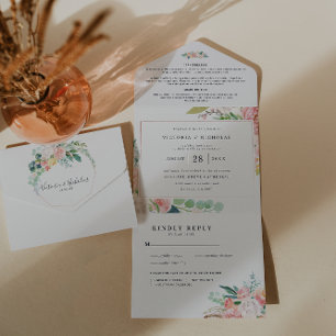 Blushing Summer Hochzeit von Wasserfarben All In One Einladung