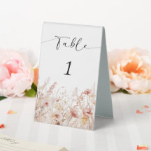 Blushing Wildblumen Hochzeit Tischnummer