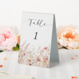 Blushing Wildblumen Hochzeit Tischnummer Tischaufsteller