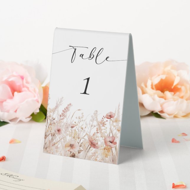Blushing Wildblumen Hochzeit Tischnummer Tischaufsteller (In Situ (Hochzeit))
