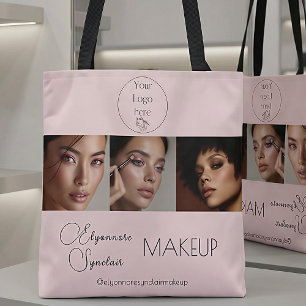 BlushPink Schrift Logo Foto Makeup Studio Tasche