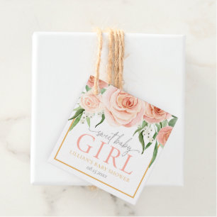 Blushrosa Rosengarten Florales Mädchen-Baby-Bash Geschenkanhänger