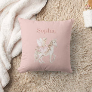 Blushrosa süße Feenflügel Kleid Einhorn Kissen