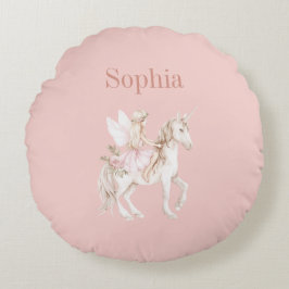 Blushrosa süße Feenflügel Kleid Einhorn Rundes Kissen