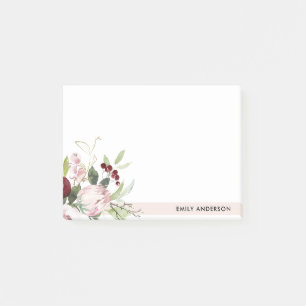 BLUSPINK BURGUNDY PROTEA FLORALWASSERCOLOR POST-IT KLEBEZETTEL