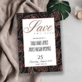 BLUSPINK ROSE GOLD BLACK FLORAL SAVE THE DATE ANKÜNDIGUNG