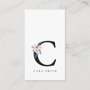BLUSSBLAUE BLUE FLORAL ALPHABETS NAME LETTER C VISITENKARTE