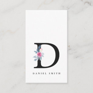 BLUSSBLAUE BLUE FLORAL ALPHABETS NAME LETTER D VISITENKARTE