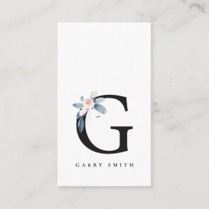BLUSSBLAUE BLUE FLORAL ALPHABETS NAME LETTER G VISITENKARTE