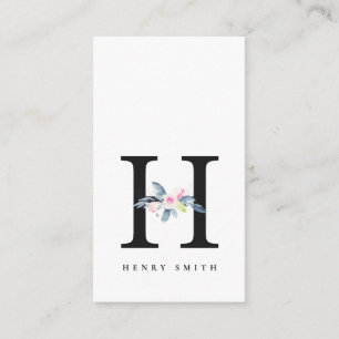 BLUSSBLAUE BLUE FLORAL ALPHABETS NAME LETTER H VISITENKARTE